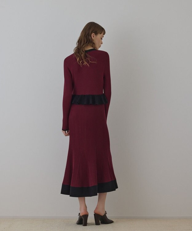 GRACE CONTINENTAL バイカラーニットワンピース ボルドー