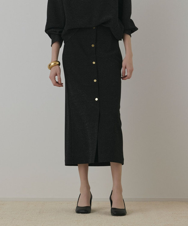 GRACE CONTINENTAL ラメカットスカート ブラック