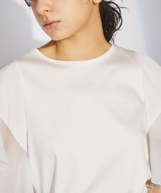 GRACE CONTINENTAL フレアスリーブカットトップ ホワイト