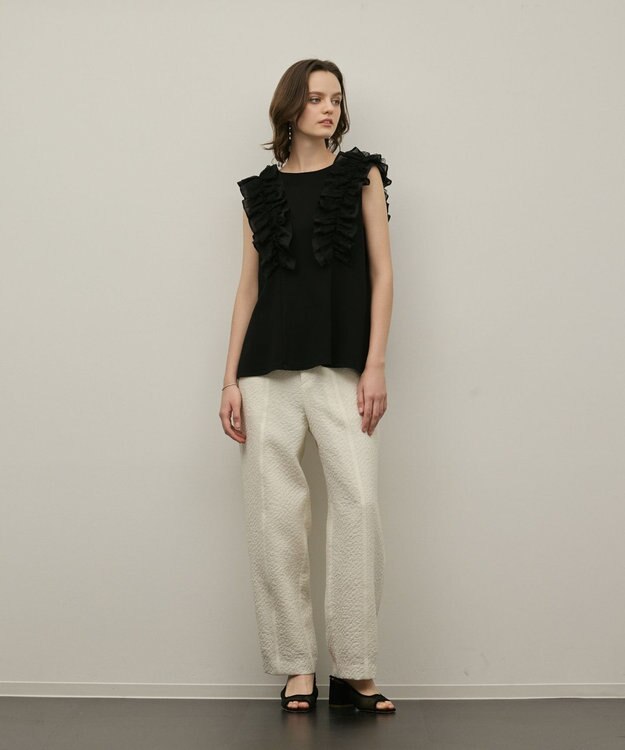 GRACE CONTINENTAL フリル切替カットトップ ブラック