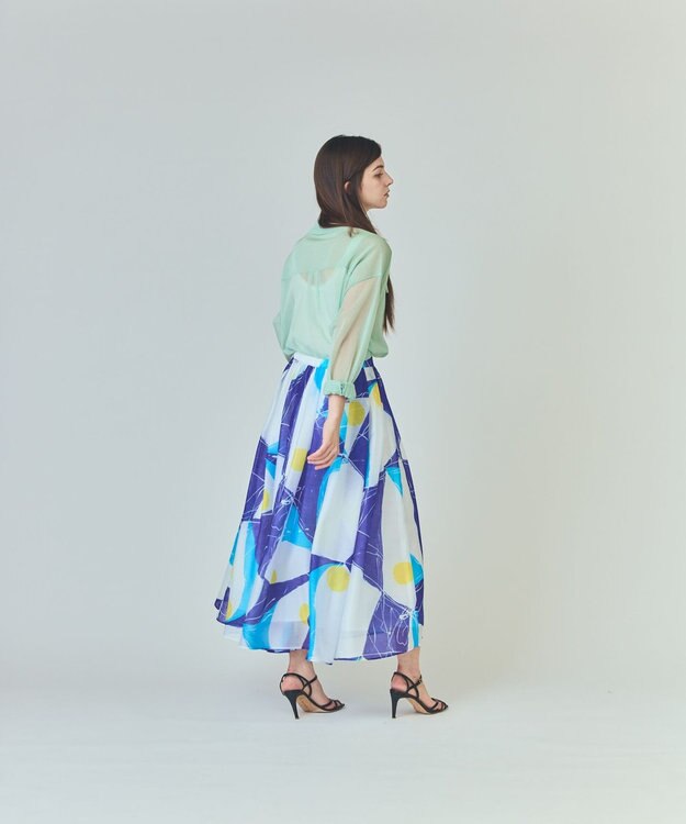 GRACE CONTINENTAL ペイントシアースカート ブルー