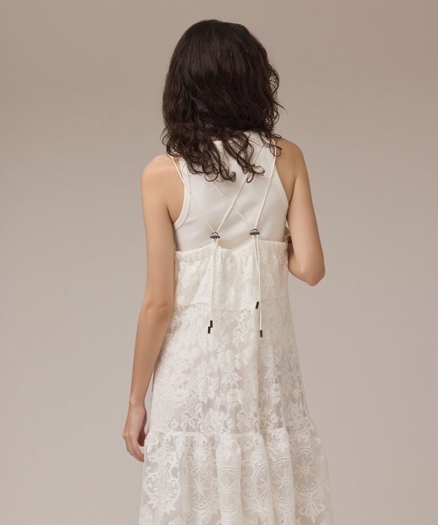 GRACE CONTINENTAL ロゴ刺繍レースワンピース ホワイト