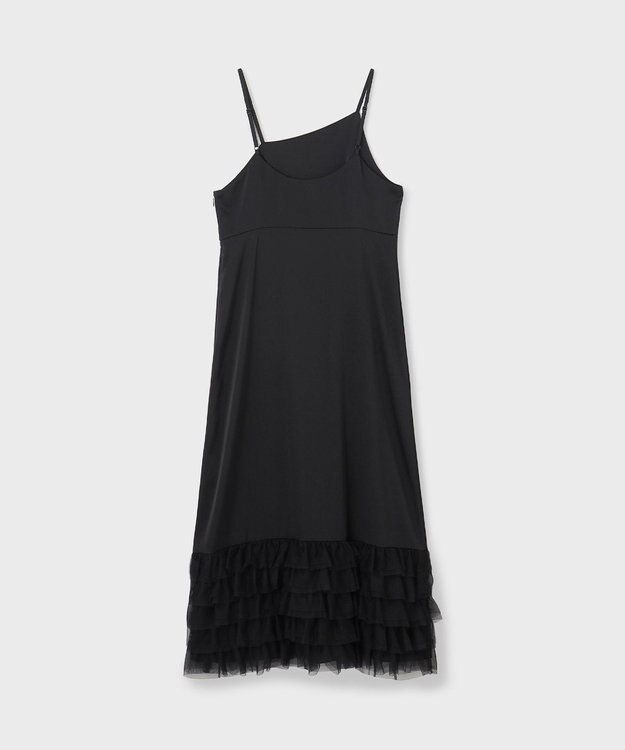 GRACE CONTINENTAL フリルチュールサテンキャミワンピース ブラック