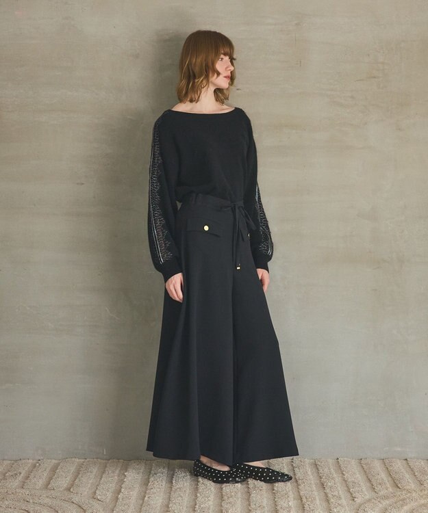 GRACE CONTINENTAL ワイドフレアパンツ ブラック