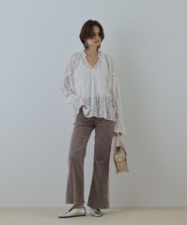 GRACE CONTINENTAL コーデュロイフレアパンツ ボルドー