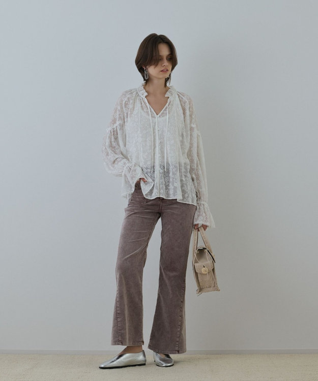 GRACE CONTINENTAL コーデュロイフレアパンツ ボルドー