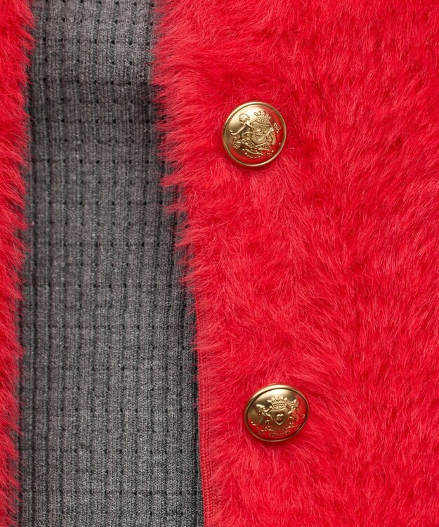 GRACE CONTINENTAL フェザーショートニットカーディガン レッド