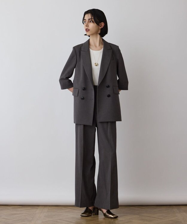 GRACE CONTINENTAL スラブストレッチタックパンツ チャコール