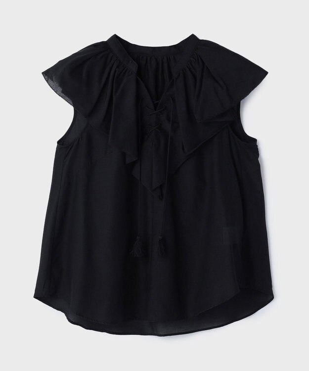 GRACE CONTINENTAL コットンシルクカフタントップ ブラック