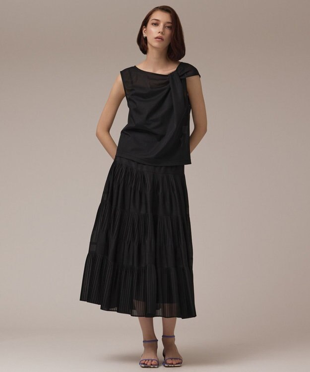 GRACE CONTINENTAL プリーツティアードスカート ブラック