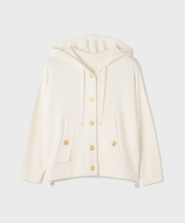 GRACE CONTINENTAL ニットフーディブルゾン ホワイト