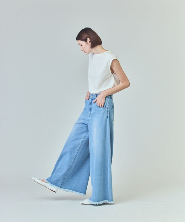 GRACE CONTINENTAL バギーデニムパンツ サックス