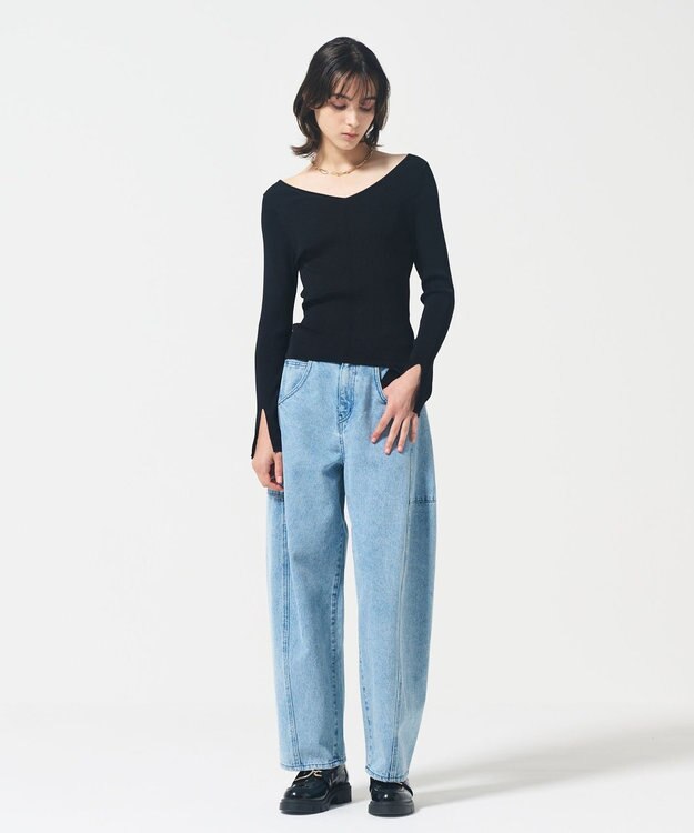 GRACE CONTINENTAL エッグラインデニムパンツ ブルー