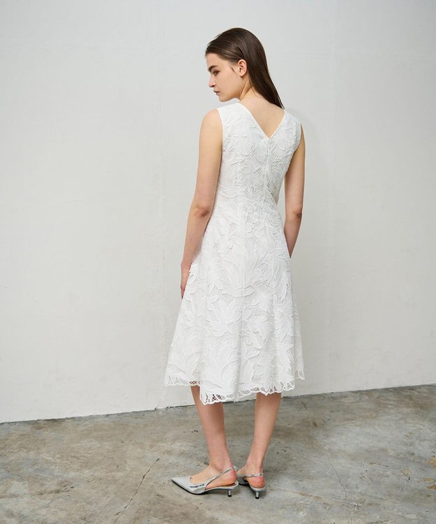 GRACE CONTINENTAL ケミカルリーフドレス ホワイト