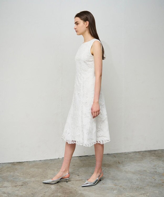 GRACE CONTINENTAL ケミカルリーフドレス ホワイト