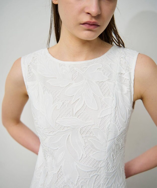 GRACE CONTINENTAL ケミカルリーフドレス ホワイト