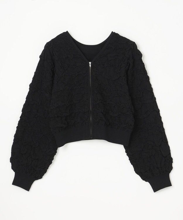 GRACE CONTINENTAL フクレジャガードニットトップ ブラック