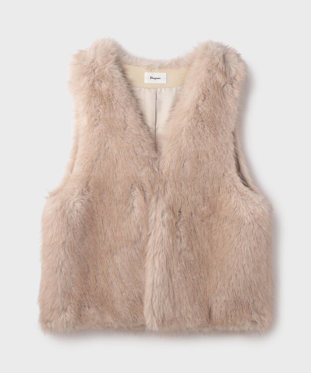 GRACE CONTINENTAL フェイクフォックスファ－ベスト ベージュ