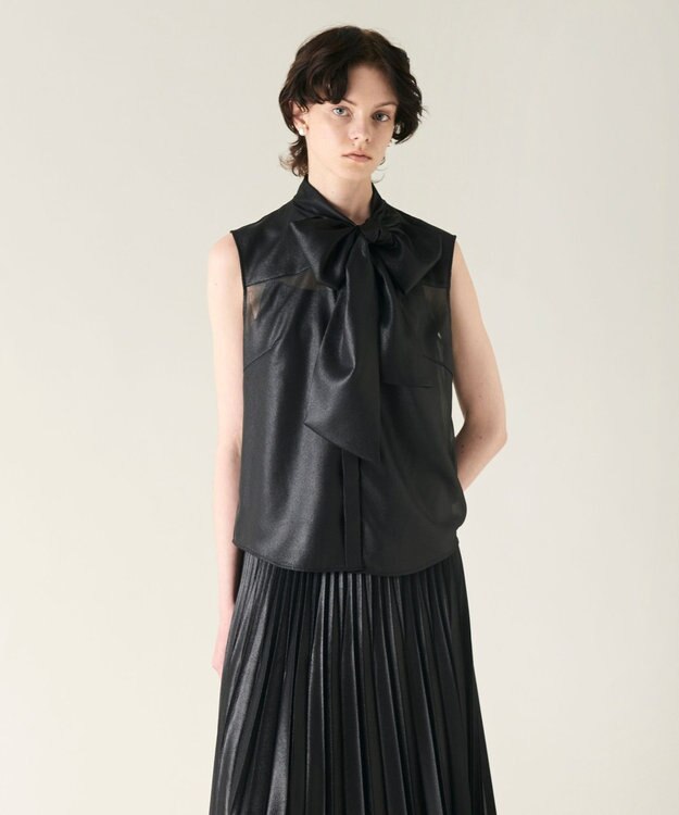 GRACE CONTINENTAL チンツボウタイノースリーブブラウス ブラック