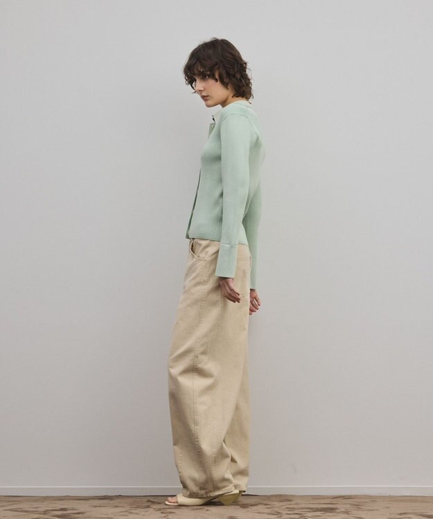 GRACE CONTINENTAL リブシャツニットトップ ライトグリーン