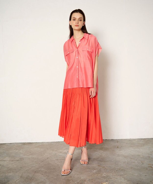 GRACE CONTINENTAL オーガンジープリーツスカート オレンジ