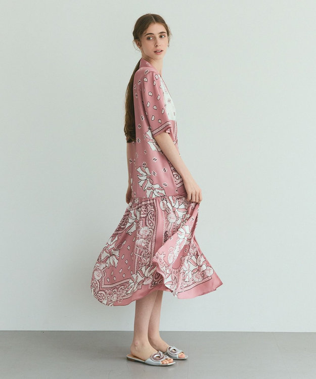 GRACE CONTINENTAL バンダナプリントシャツドレス ピンク