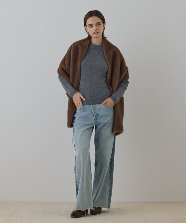 GRACE CONTINENTAL フェイクミンクストール ブラウン