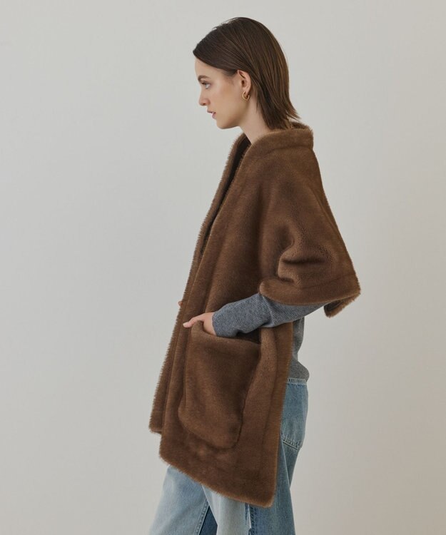 GRACE CONTINENTAL フェイクミンクストール ブラウン