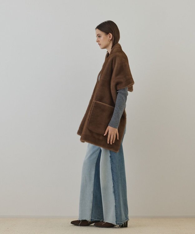 GRACE CONTINENTAL フェイクミンクストール ブラウン