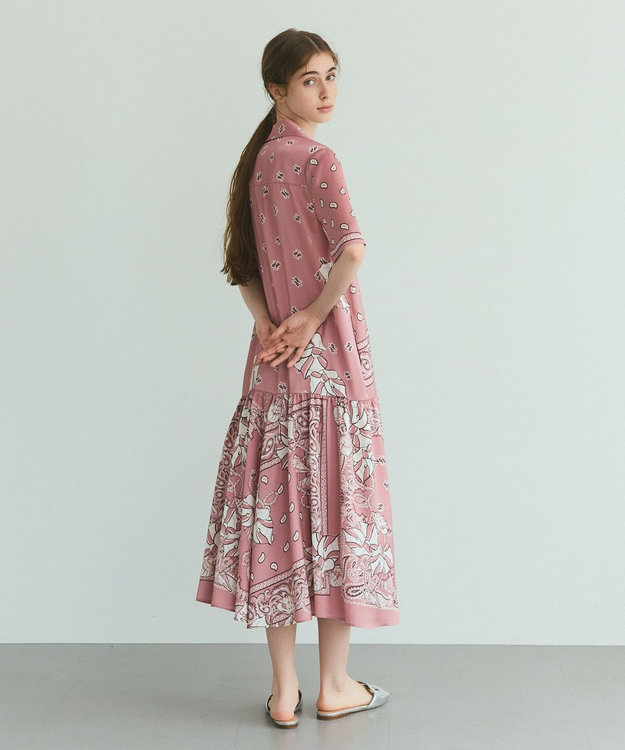 GRACE CONTINENTAL バンダナプリントシャツドレス ピンク