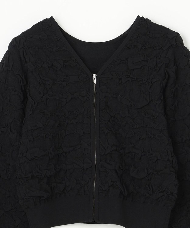 GRACE CONTINENTAL フクレジャガードニットトップ ブラック