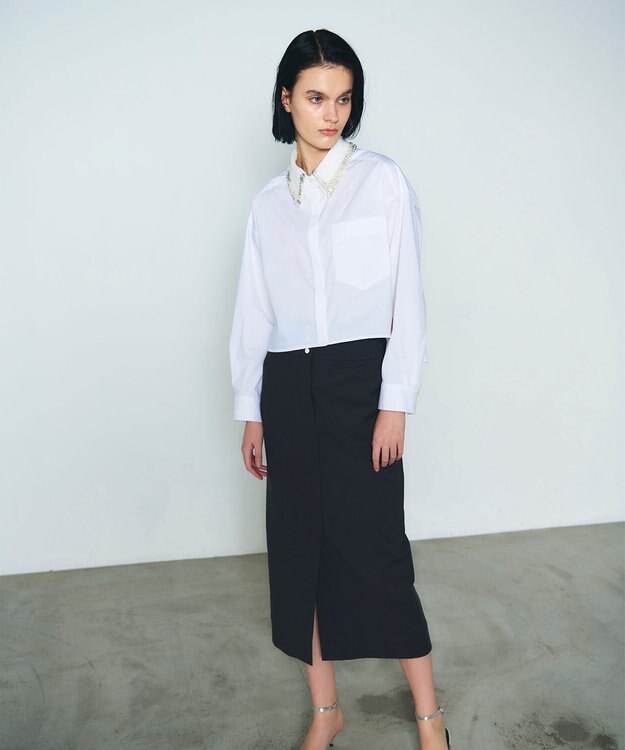 GRACE CONTINENTAL ストレッチタイトスカート チャコール