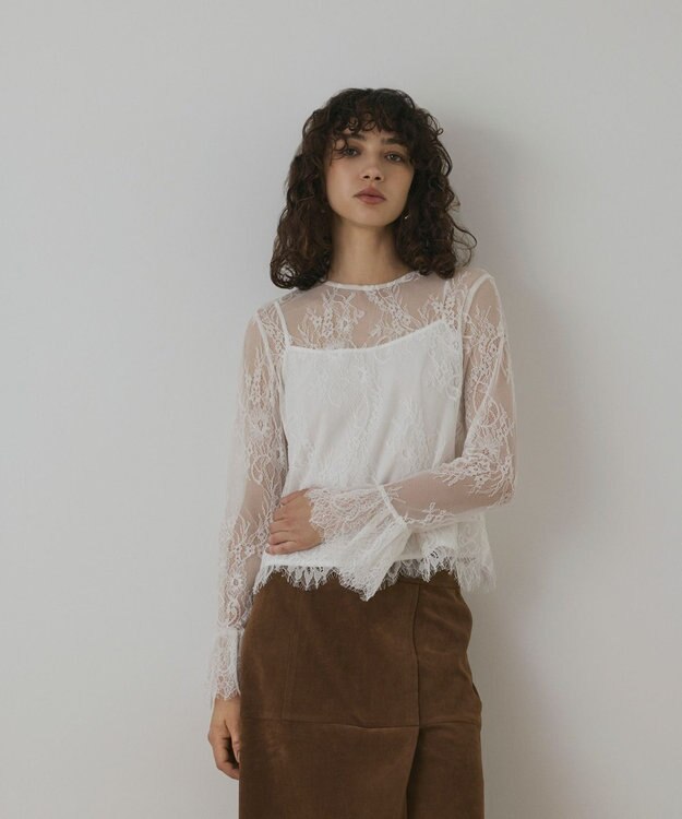 GRACE CONTINENTAL レースボウタイブラウス ホワイト