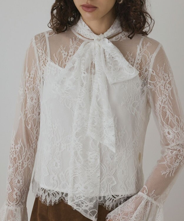 GRACE CONTINENTAL レースボウタイブラウス ホワイト