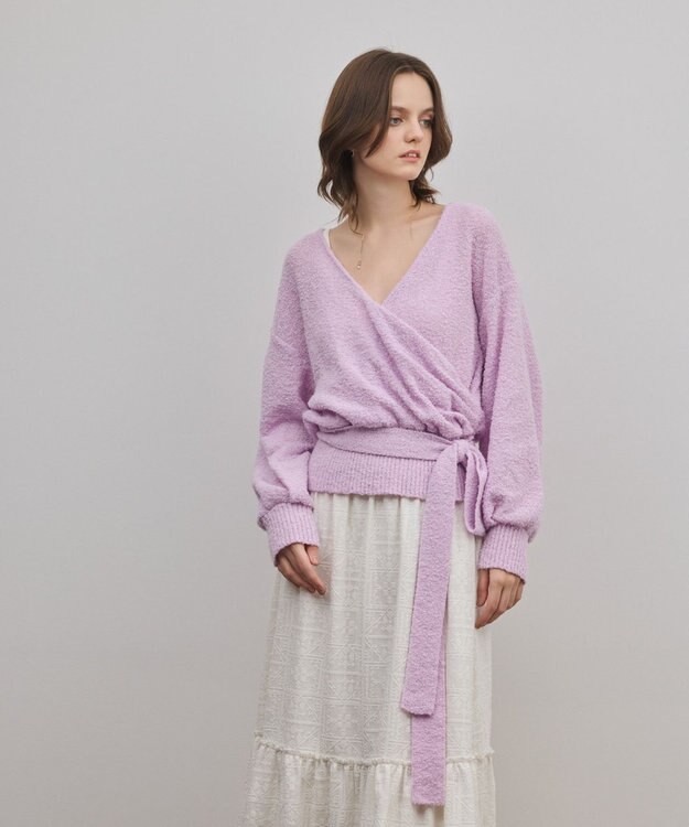 GRACE CONTINENTAL カシュクールニットトップ ピンク