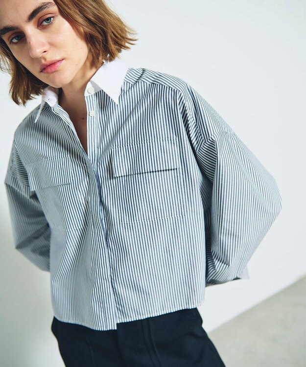 GRACE CONTINENTAL バックコンシャスシャツ ストライプ