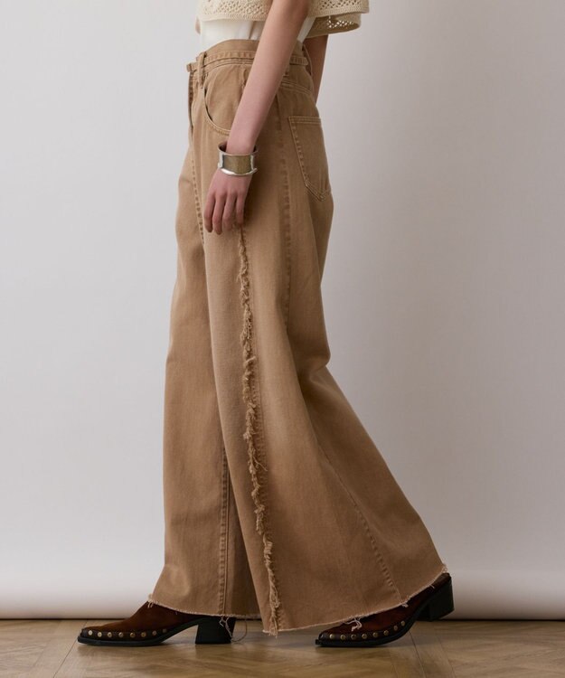 GRACE CONTINENTAL フリンジバギーパンツ ベージュ