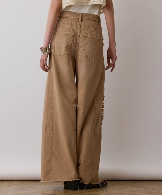 GRACE CONTINENTAL フリンジバギーパンツ ベージュ