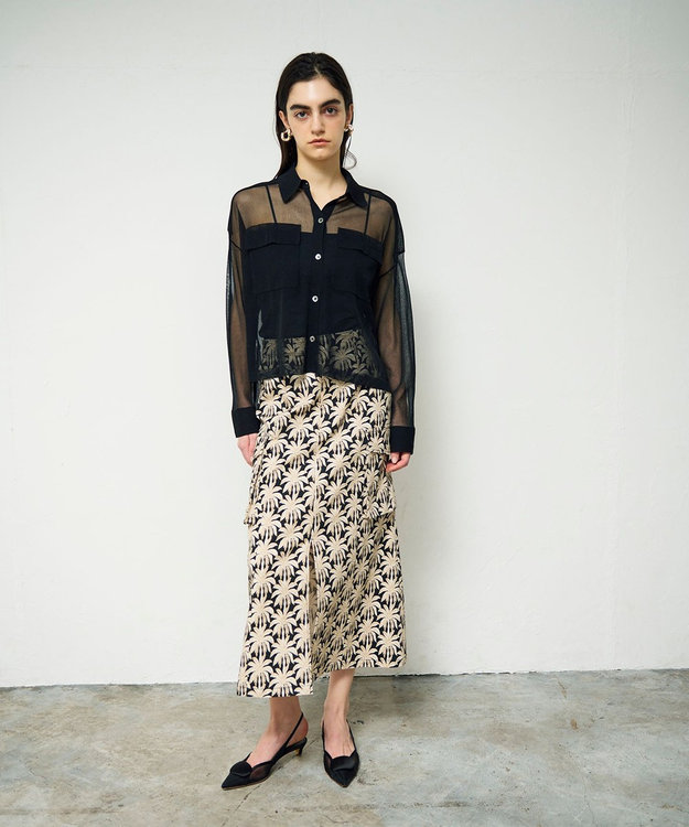 GRACE CONTINENTAL パームモチーフカーゴスカート ブラック