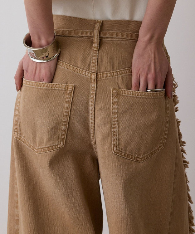 GRACE CONTINENTAL フリンジバギーパンツ ベージュ