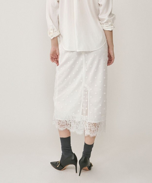 GRACE CONTINENTAL ドットチュールタイトスカート ホワイト