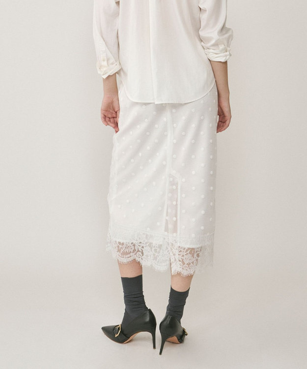 GRACE CONTINENTAL ドットチュールタイトスカート ホワイト