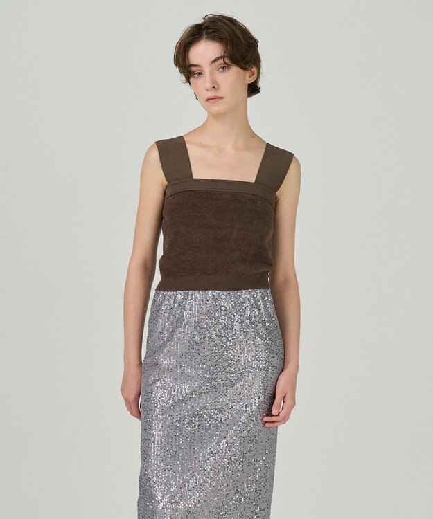 GRACE CONTINENTAL モールニットベアトップ ブラウン