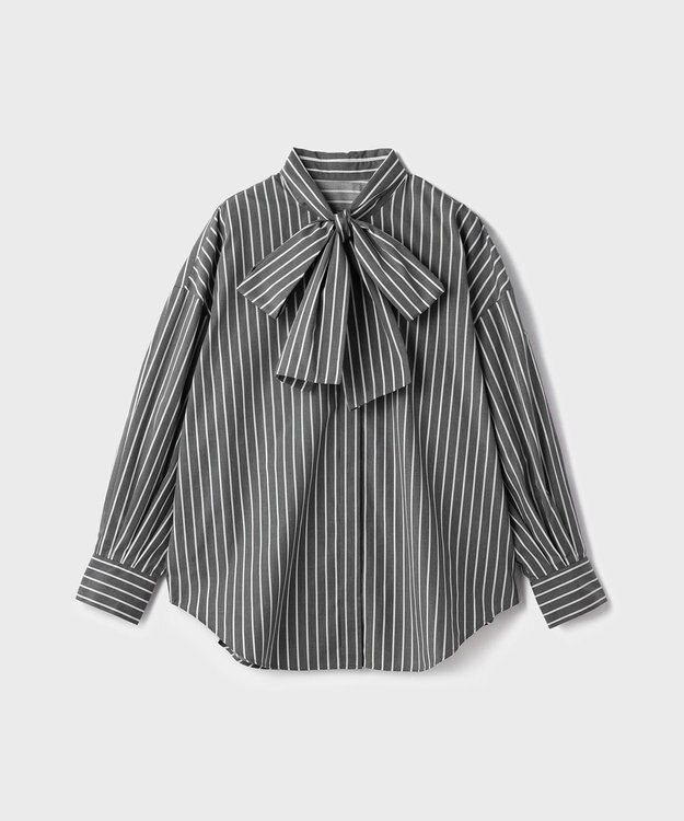 GRACE CONTINENTAL ストライプビッグボウブラウス ブラック