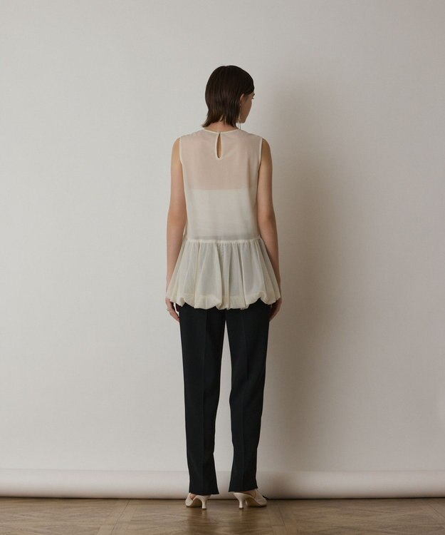 GRACE CONTINENTAL バルーンチュールトップ ホワイト