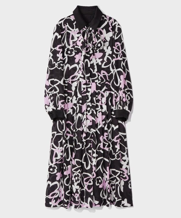 GRACE CONTINENTAL キカフラワープリーツドレス ブラック