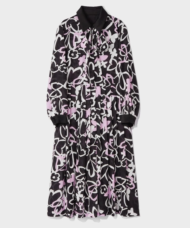 GRACE CONTINENTAL キカフラワープリーツドレス ブラック