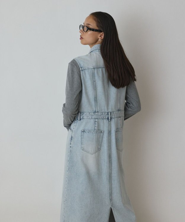 GRACE CONTINENTAL デニムロングジレワンピース サックス