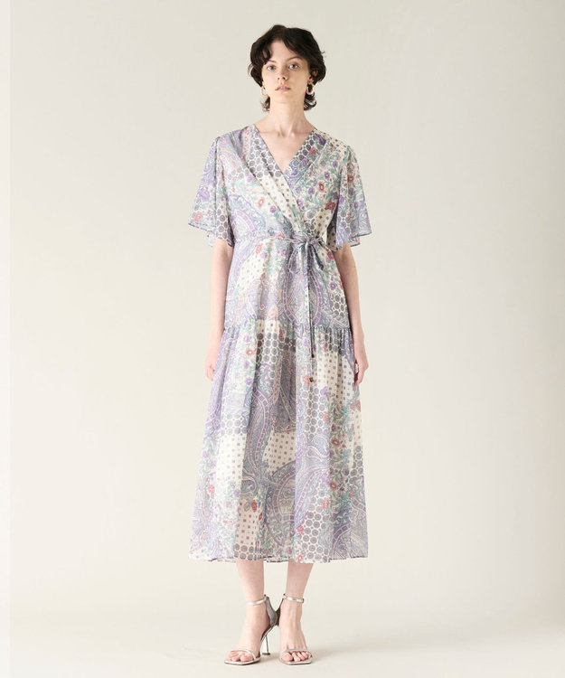 GRACE CONTINENTAL ペイズリーカシュクールワンピース ベージュ