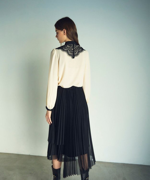 GRACE CONTINENTAL バイカラーレースブラウス キナリ